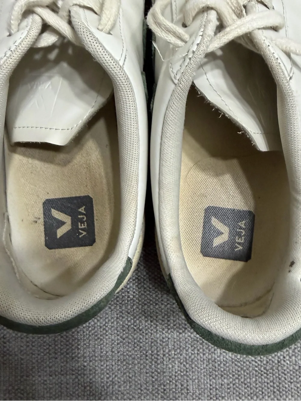 Veja Men White Sneakers with Green V Detail
